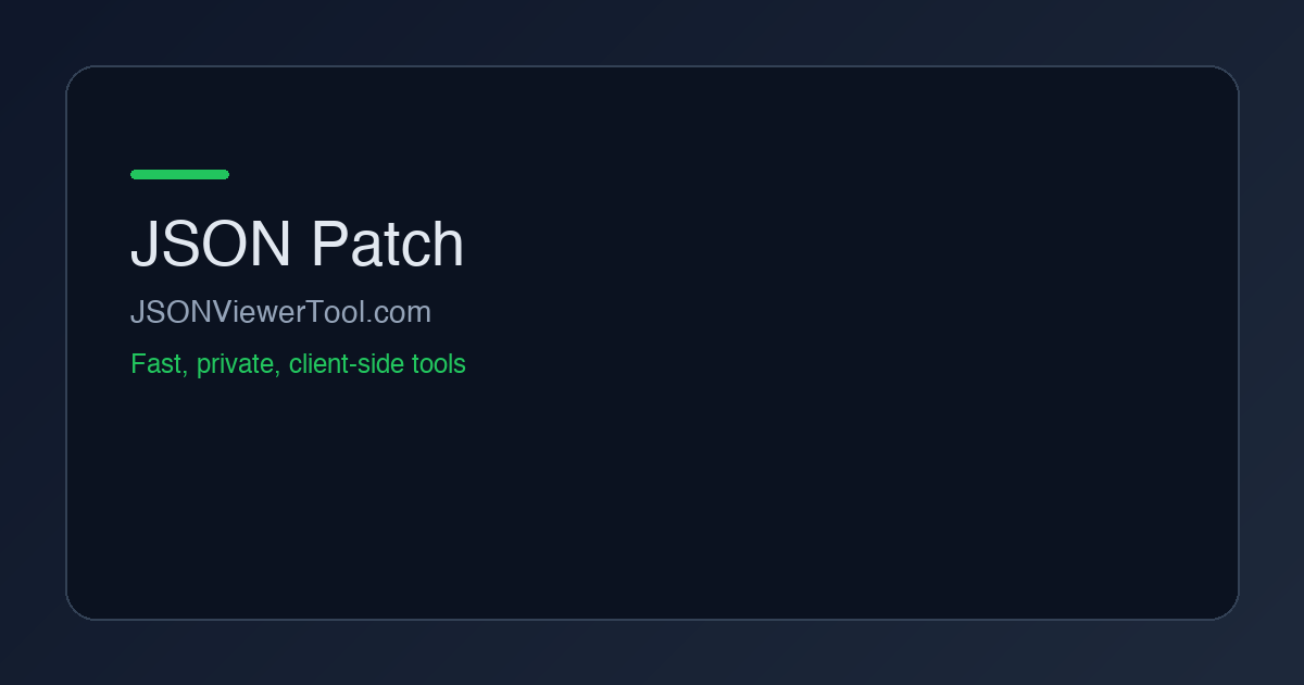 JSON Patch / Diff Generator (RFC 6902) | Create JSON Patch